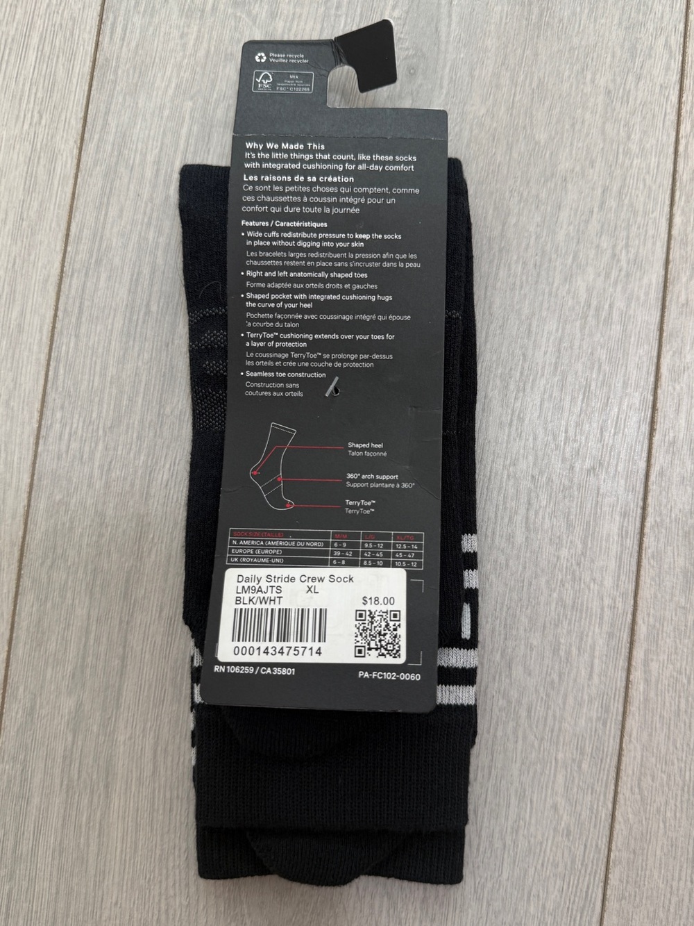 NWT LULULEMON Mens Daily Stride Crew Sock - Picture 3 of 6